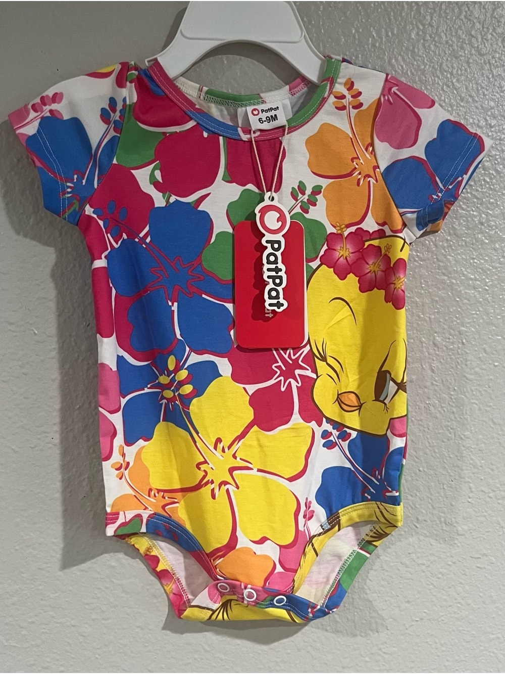 PatPat Multicolor Tweety Floral Short-Sleeve Baby One-Piece